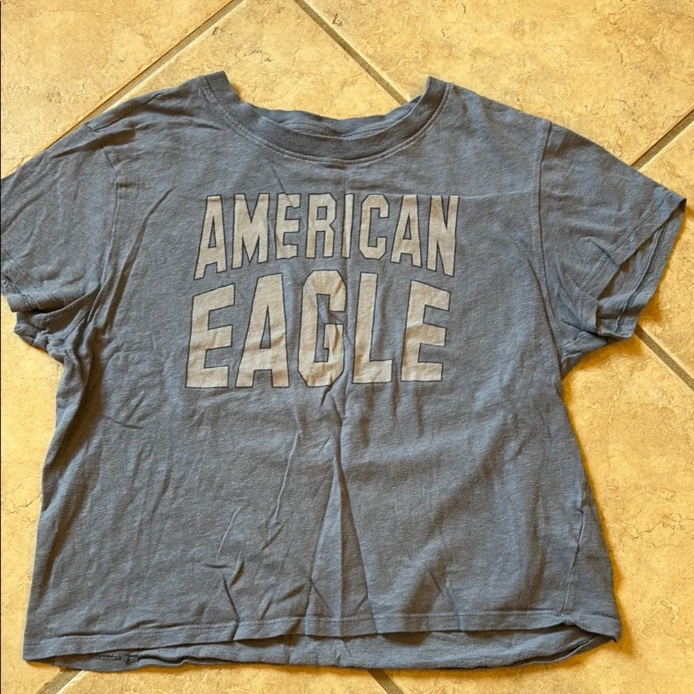 American Eagle Outfitters Blue Boxy Crop Tee - Picture 1 of 2